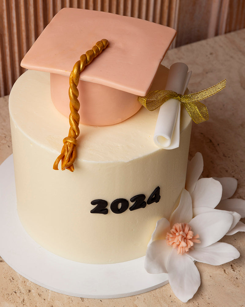 Graduation Cake 2024 w/ Peach Cap