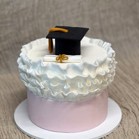 Pink Graduation Ruffle Cake