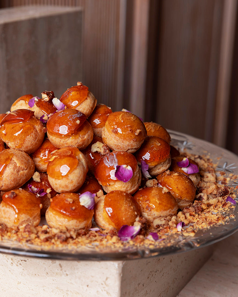 Vanilla & Hazelnut Chocolate Profiteroles