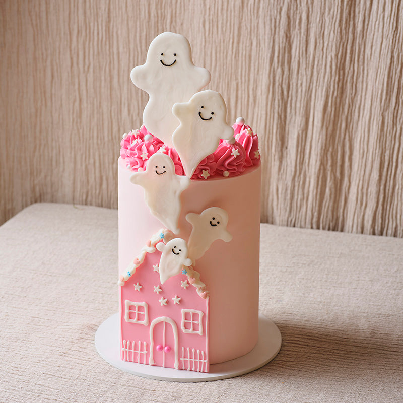 Pink House with Ghost Cake