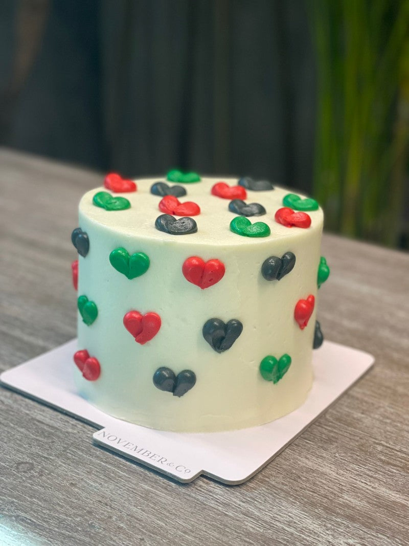 Kuwaiti Flag Hearts Cake